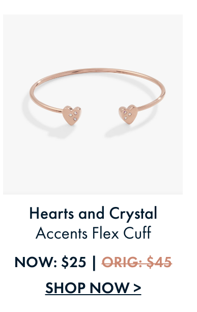 Crystal Accent Heart Flex Cuff Bracelet | Shop Now