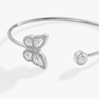 Crystal Butterfly + Pearl Flex Cuff Bracelet | Shop Now