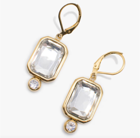 Emerald Cut Crystal Drop Earrings | Shop Now