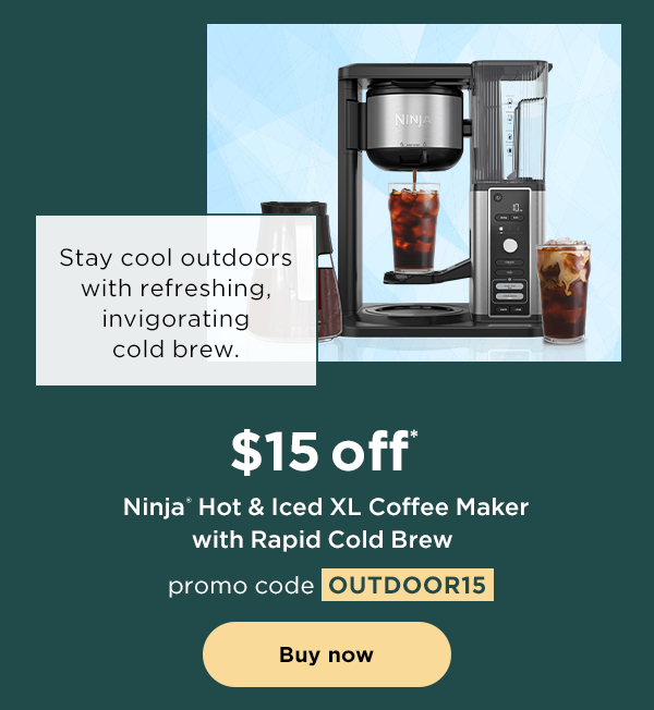 $15 off* Ninja® Hot & Iced XL Coffee Maker with Rapid Cold Brew with promo code OUTDOOR15