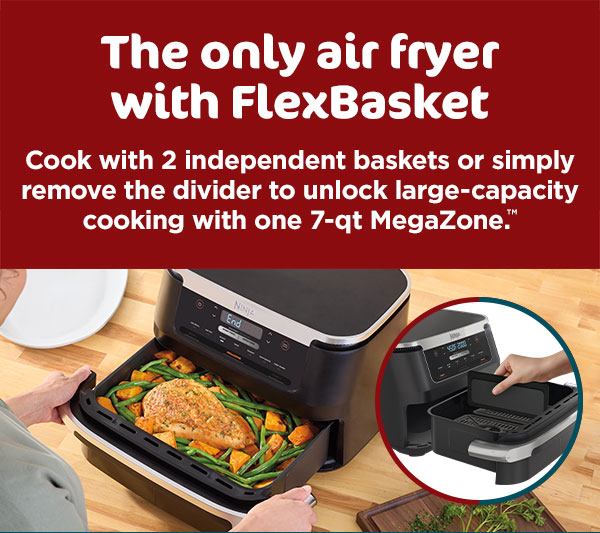 Ninja DZ071 Foodi 6-in-1 FlexBasket Air Fryer with 7-QT MegaZone & Basket  Divider in 2023