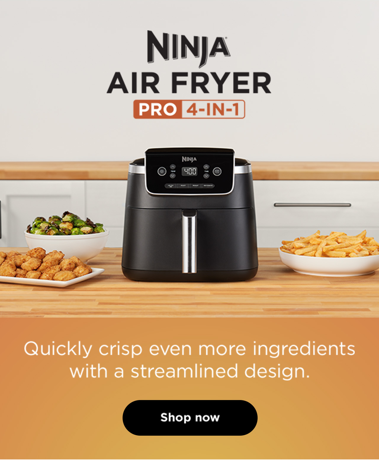 Ninja® Air Fryer Pro 4-in-1 - Quickly crisp even more ingredients with a streamlined design.