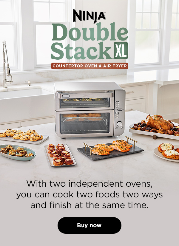 Ninja® Double Stack™ XL Countertop Oven & Air Fryer--With two independent ovens, you can cook two foods two ways and finish at the same time.