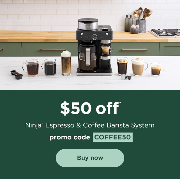 $50 off* Ninja® Espresso & Coffee Barista System with promo code COFFEE50