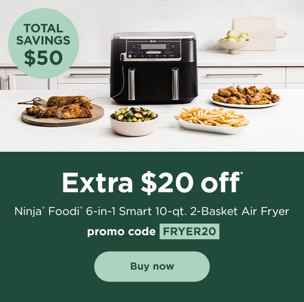 Extra $20 off* Ninja® Foodi® 6-in-1 Smart 10-qt. 2-Basket Air Fryer with promo code FRYER20