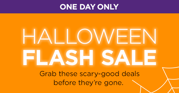 One day only - Halloween Flash Sale. Grab these scary-good deals before they're gone.