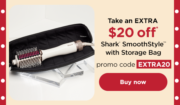 Take an extra $20 off* Shark® SmoothStyle™ Heated Comb & Blow Dryer Brush With Storage Bag with promo code EXTRA20