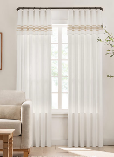 Mercantile Drop Cloth Linen Stripe Light Filtering Farmhouse Curtain with Valance