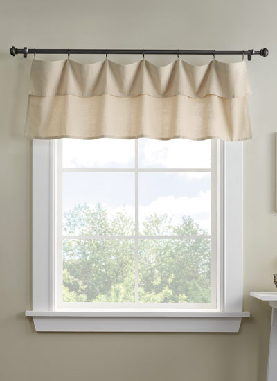 Mercantile Drop Cloth Farmhouse Valance, Light Filtering Ring and Tab Top, 60" W x 16" L, Linen