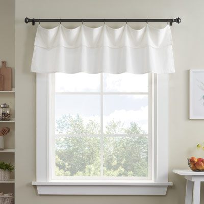Mercantile Drop Cloth Farmhouse Valance, Light Filtering Ring and Tab Top, 60" W x 16" L, Off White