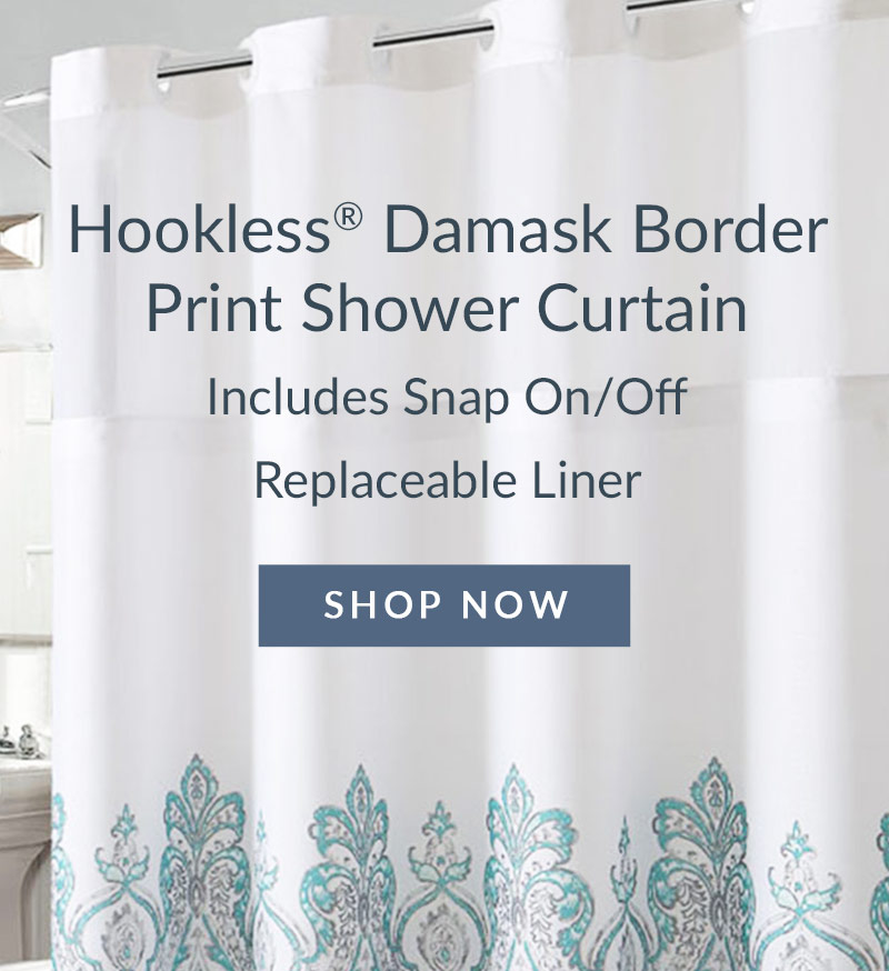 Hookless French Damask Print Shower Curtain