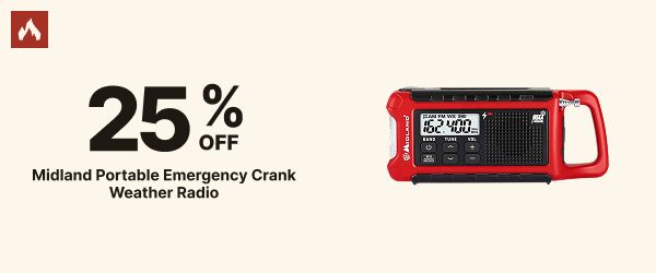 25% Off Midland Portable Emergency Crank Weather Radio