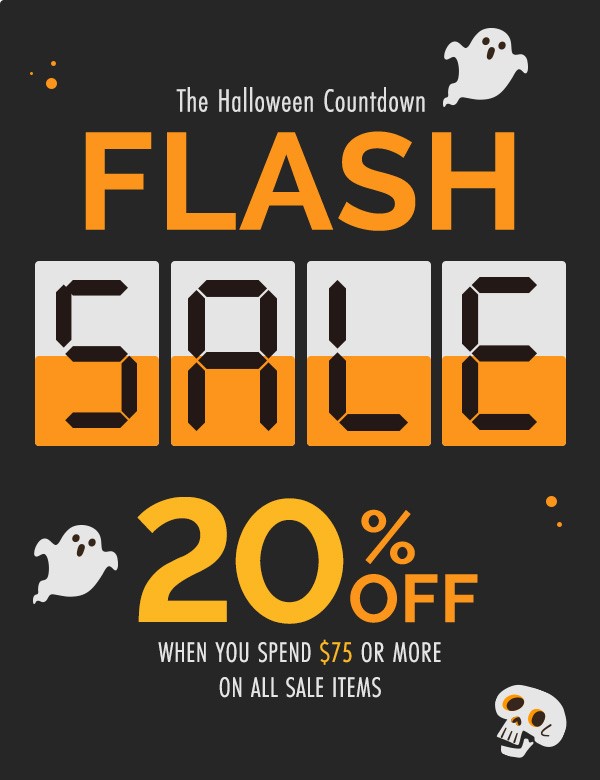 Flash Sale Alert! 20% off SALE items when you spend $75 or more!