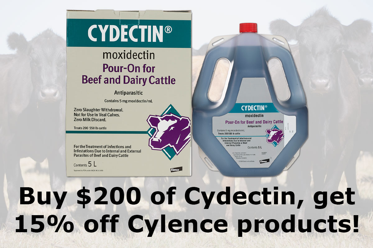 Buy $200 of Cydectin, get 15% off Cylence products