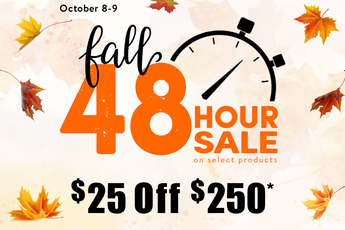 48 Hour Sale - $25 Off Your $250 purchase