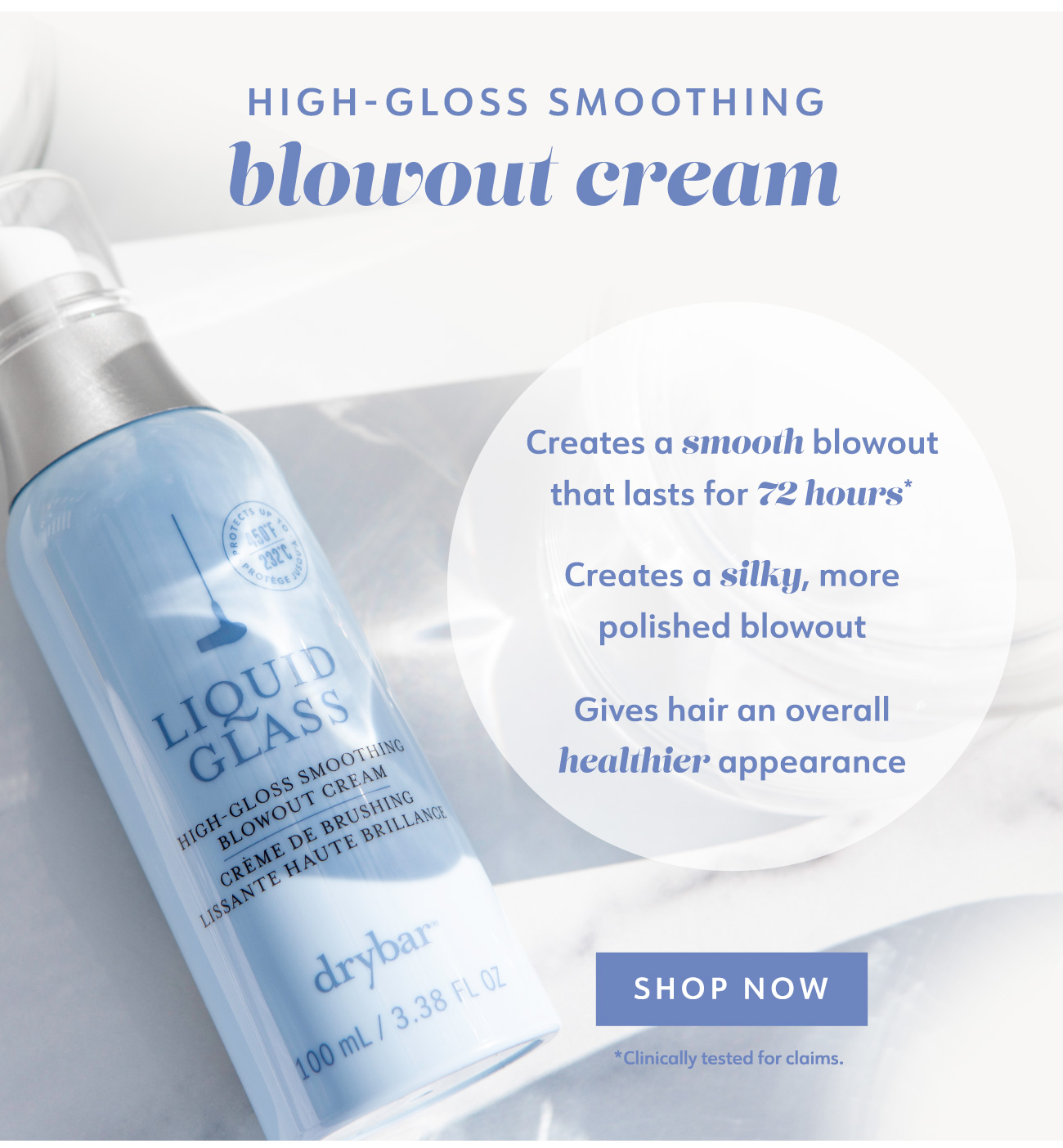 Liquid glass blowout cream