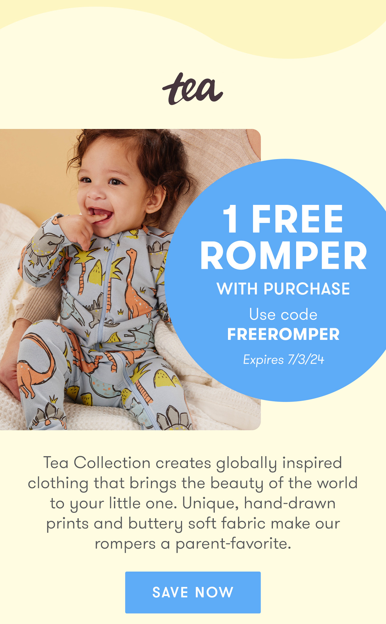 tea: 1 Free Romper with purchase using code FREEROMPER
