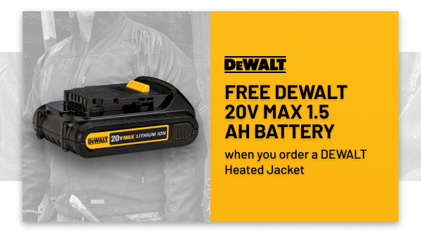 Free DEWALT 20V MAX 1.5 Ah Battery