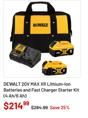 DEWALT 20V MAX XR batteries and fast charger kit