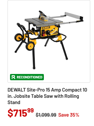 Dewalt Site-Pro 15 Amp Compact 10 in. Jobsite Table Saw with Rolling Stand