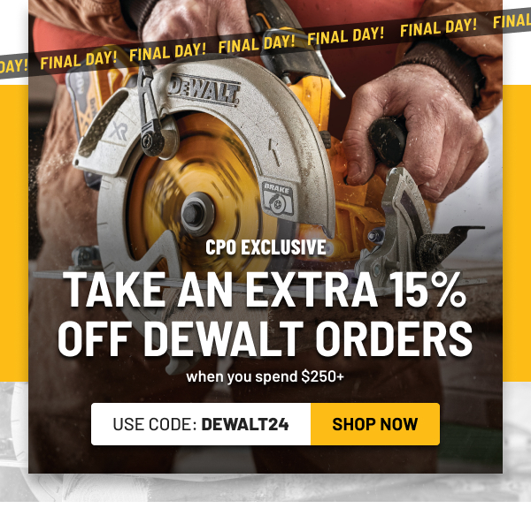 Dewalt 15% off