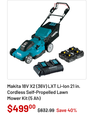 Makita 18V X2 (36V) LXT Lithium-Ion 21 in. Cordless Self-Propelled Lawn Mower Kit (5 Ah)