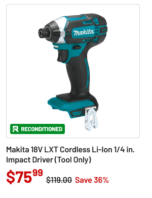 Factory Reconditioned Makita 18V LXT Cordless Lithium-Ion 1/4 in. Impact Driver (Tool Only)