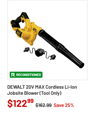 Factory Reconditioned Dewalt 20V MAX Cordless Lithium-Ion Jobsite Blower (Tool Only)