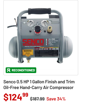 Factory Reconditioned SENCO 0.5 HP 1 Gallon Finish and Trim Oil-Free Hand-Carry Air Compressor