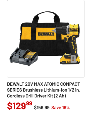 Dewalt 20V MAX ATOMIC COMPACT SERIES Brushless Lithium-Ion 1/2 in. Cordless Drill Driver Kit (2 Ah)