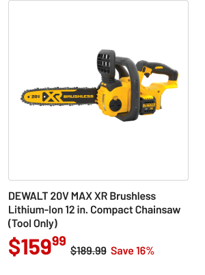 Dewalt 20V MAX XR Brushless Lithium-Ion 12 in. Compact Chainsaw (Tool Only)