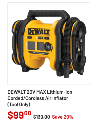 Dewalt 20V MAX Lithium-Ion Corded/Cordless Air Inflator (Tool Only)