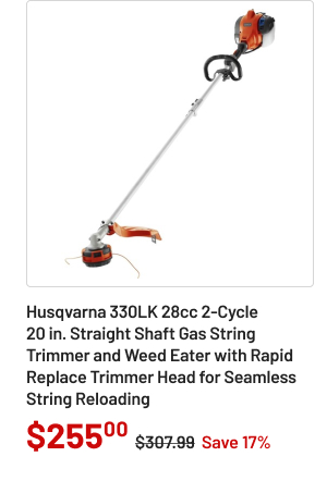 Husqvarna 330LK 28cc 2-Cycle 20 in. Straight Shaft Gas String Trimmer and Weed Eater with Rapid Replace Trimmer Head for Seamless String Reloading