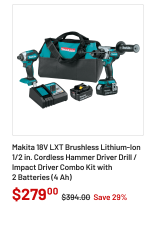 Makita 18V LXT Brushless Lithium-Ion 1/2 in. Cordless Hammer Driver Drill / Impact Driver Combo Kit with 2 Batteries (4 Ah)