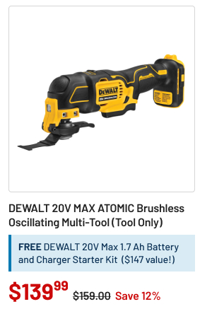 Dewalt 20V MAX ATOMIC Brushless Oscillating Multi-Tool (Tool Only)