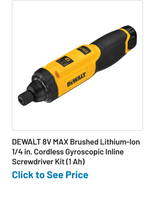 Dewalt 8V MAX Brushed Lithium-Ion 1/4 in. Cordless Gyroscopic Inline Screwdriver Kit (1 Ah)