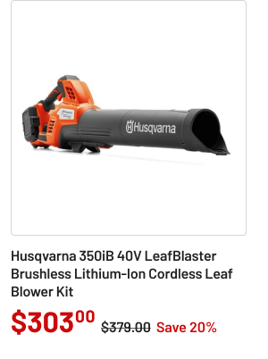 Husqvarna 350iB 40V LeafBlaster Brushless Lithium-Ion Cordless Leaf Blower Kit