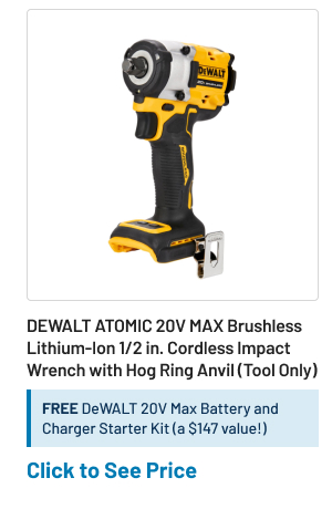 Dewalt ATOMIC 20V MAX Brushless Lithium-Ion 1/2 in. Cordless Impact Wrench with Hog Ring Anvil (Tool Only)