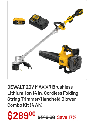 Dewalt 20V MAX XR Brushless Lithium-Ion 14 in. Cordless Folding String Trimmer/Handheld Blower Combo Kit (4 Ah)