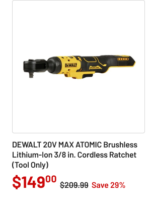 Dewalt 20V MAX ATOMIC Brushless Lithium-Ion 3/8 in. Cordless Ratchet (Tool Only)