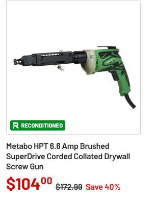 Factory Reconditioned Metabo HPT 6.6 Amp Brushed SuperDrive Corded Collated Drywall Screw Gun