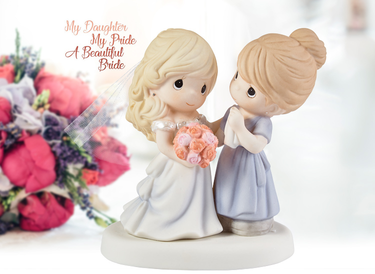 My Daughter, My Pride, A Beautiful Bride, Bisque Porcelain Figurine, Mother and Daughter