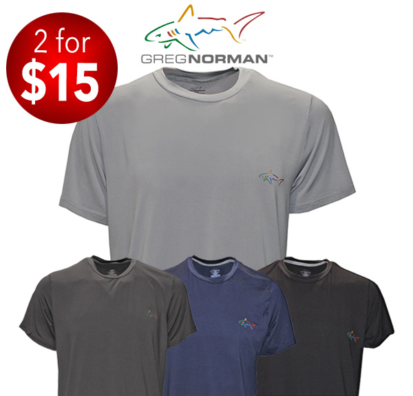 2 for $15!! Greg Norman Men's Shark Performance T-Shirt